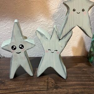 Charming Star-Shaped Wooden Decor Set - Gray
